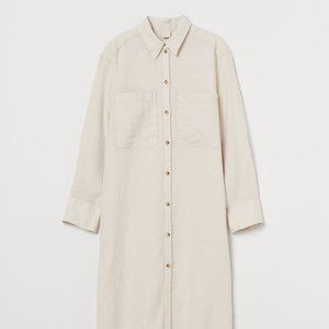 H&M Linen Shirt Maxi Dress Sz S NWOT